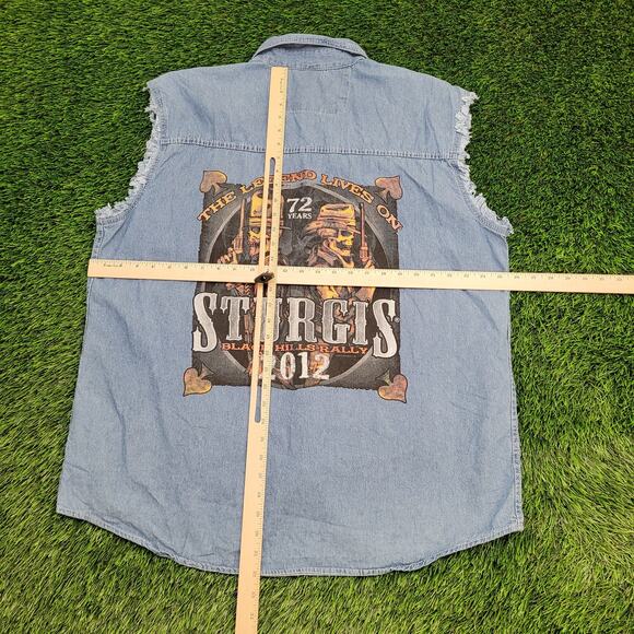 Sturgis Biker Denim Vest 2XL 26x32 Black Hills Rally 2012 - Picture 6 of 13
